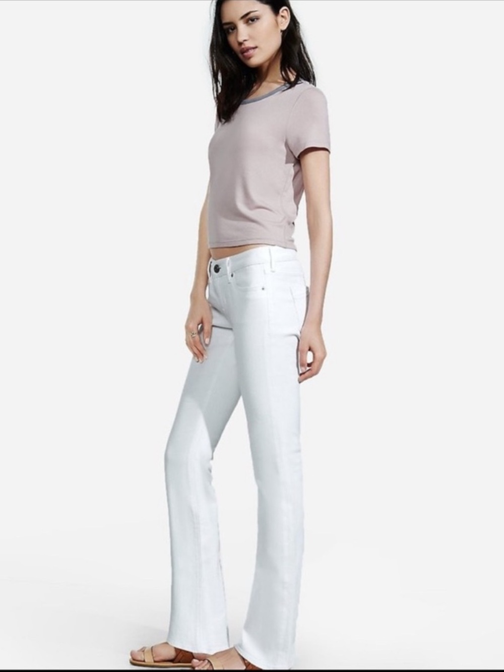 NWT Express Low Rise Barely Boot White Jeans